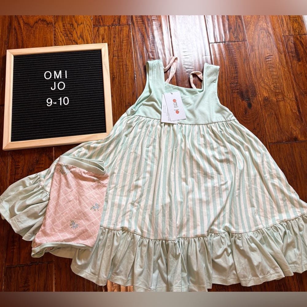 OMI JO Mint Green Striped Dress